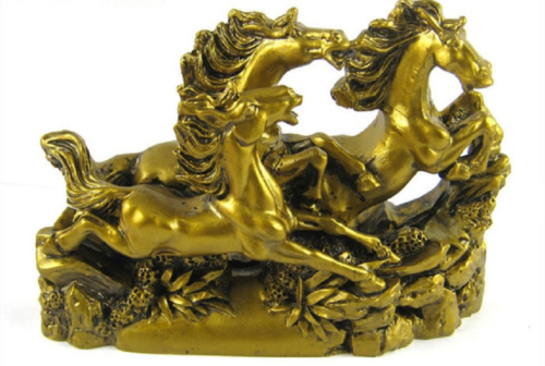 GOLDEN GALLOPING HORSES